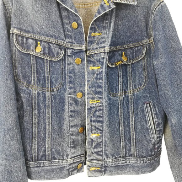 Vintage Lee Denim Trucker Jacket Size 42L Union Made Jean Button Pockets 70s